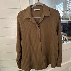 Everlane Brown Stripe Button-Up Shirt